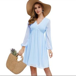 Jasambac Light Baby Blue Long Sleeve Swiss
Dot Dress